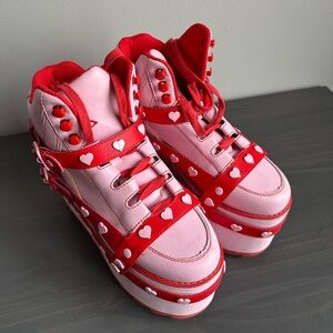 YRU Bondage Heart Pink & Red Platforms